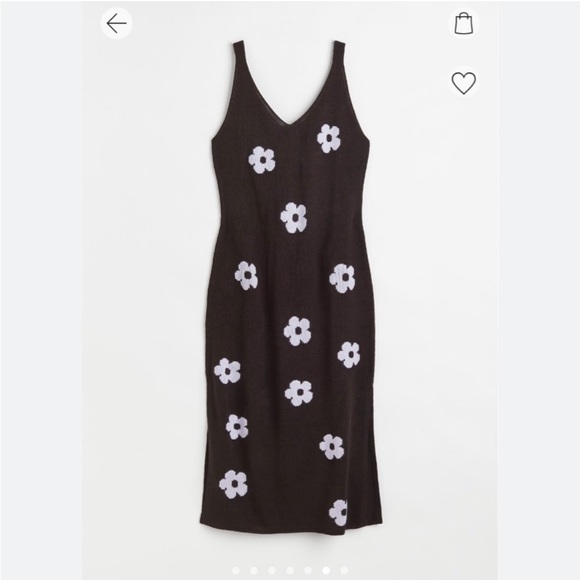 H&M Black Dress with White Floral Pattern - Picture 6 of 7